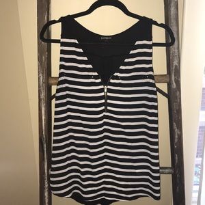 White and black striped top